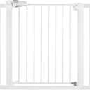 BABELIO Metal Baby/Dog Gate 29''-48'' Auto Close Extra Wide Pet Barrier for Stairs & Doorways, Pressure Mounted Walk Thru Child Door, NO Need Tools and Drilling, with Wall Cups (28"Tall 29"-48" Wide, White)