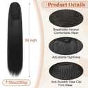 Flufymooz ponytail extension, 30 Inch Long Straight Drawstring Ponytail Synthetic Hairpieces Fake Pony Tails Natural Soft Clip in Hair Extension ponytail for Women (Natural Black)