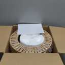 Rattan Light Fixtures Ceiling Mount, 3-Lights Boho Flush Mount Ceiling Light, Hand-Woven Cage Shade Lamp Lighting, Rustic Rattan Chandelier for Hallway Bedroom Kitchen Farmhouse Foyer Entryway (Gold) (Small)