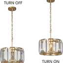 Gold Modern Crystal Chandeliers Round Farmhouse Pendant Light Semi Flush Mount Ceiling Light Fixture for Bedroom Dining Room Kitchen Island Living Room Foyer Hallway(4-Light)