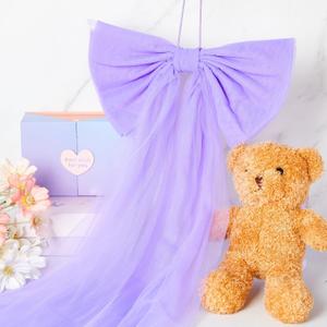 Zeyune 1 Pcs Purple Large Bow Party Decorations 13.4 x 28.7 Inch Giant Ribbon Bow Hanging Wall Decor Wrapping DIY Craft for Birthday Valentines Day Wedding Baby Shower Room Wall Backdrop Party