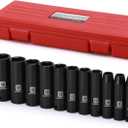 MIXPOWER 13 Pieces 3/8-Inch Drive Deep Impact Socket Set, 7mm to 19mm, CR-V, Metric, 6 Point, Deep, 13 Pieces 3/8" Dr. Socket