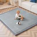 Baby Play Mat for Floor,1.3" Thick 71x59 Playpen Mat,Extra Large Nursery Rug,Tummy Time Foam Mats,Plush Soft Padded Playmate for Babies 6-12 Months Crawling,Non-Slip for Toddler Kids Playroom(Grey)