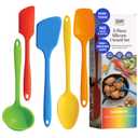 GIR 5-Piece Silicone Kitchen Utensils Set, Non-Toxic Cooking Utensils for Cooking and Baking, Heat Resistant, Food Grade, Dishwasher Safe Rubber Spatula, Ladle, Spoon - Rainbow