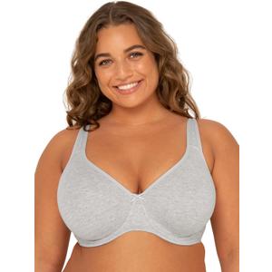 Fit For Me By Fruit of the Loom Women's Plus Size Cotton Unlined Underwire Bra-Pinch-Free Straps - Side and Back Smoothing (Gray, L)