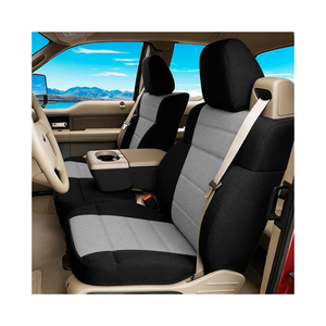 ESMING 40/20/40 Durable Oxford Fabric Front Split Bench Seat Covers for Ford F150 XL Standard Cab 2004 2005 2006 2007 2008 with Integrated Seatbelts & Solid Armrest-Gray