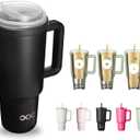 OOD OniVerso 40 oz Stainless Steel Insulated Tumbler with Handle and Straw, Iced Coffee Cup Holder for Disposable Cups, Leak Proof Tumbler, City Night (Black)