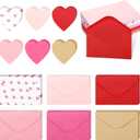 Cholemy 240 Pcs Valentines Day Heart Cards with Envelopes Blank Colorful Heart Shaped Greeting Cards Paper Cutouts for Valentines Party Gift Exchange Anniversary Weddings(Pink Series)