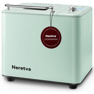 Neretva 20-IN-1 Bread Maker, Dual Heater 2LB Bread Machine Stainless Steel Bread Maker Machine Nonstick Ceramic Pan Compact for Gluten Free/Sourdough/Whole Wheat Bread/Yogurt, Breadmaker-Light Green