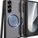 Miimall Magnetic for Samsung Galaxy Z Fold 6 Case with Screen Protector & S Pen Holder & Hinge Protection, Compatible with Magsafe, Matte Slim Thin Full Cover Bumper Phone Case for Z6 Fold6 5G Black