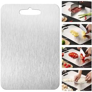 Stainless Steel Cutting Board, 2026 Upgrade Non Toxic Cutting Boards for Kitchen Hygiene Double Sided Chopping Board for Meat/ Vegetables, 316 Metal Dishwasher Safe Kitchen Gifts(1PC-XXL 12x17.5in)