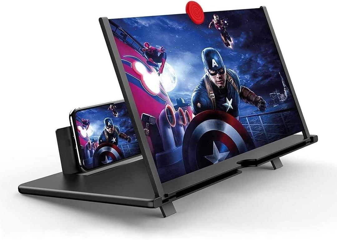 10'' Screen Magnifier Amplifier 3D HD Smart Mobile Phone Movies Amplifier with Leather Foldable Holder Stand for Any Smartphone (Black)