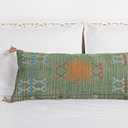 Extra Long Lumbar Pillow Cover (12 X 28 inches) | Hand-Woven Cactus Silk Green Pillow Linen Cover | Rustic Dcor Bohemian Cushion Cover | Farmhouse Cotton Pillow Case | Decorative Throw Pillow Dress (Design 5)