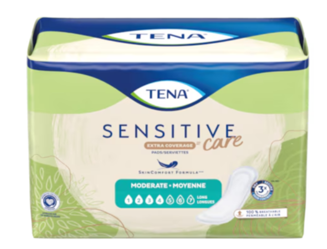 Tena Incontinence Pads, Bladder Control & Postpartum for Women, Moderate Absorbency, Long, Intimates - 216 Count (Regular)