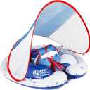 SwimSchool Freestyle Swimmer Baby Pool Float with Multi-Position, Adjustable Safety Seat, Free Swimming, Dual Air Chambers Safe, Red-White-Blue Nautical