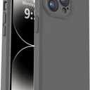 Vooii Compatible with iPhone 14 Pro Case, Liquid Silicone Upgrade [Camera Protection] [Soft Anti-Scratch Microfiber Lining] Shockproof Phone Case for iPhone 14 Pro 6.1 inch - Dark Grey