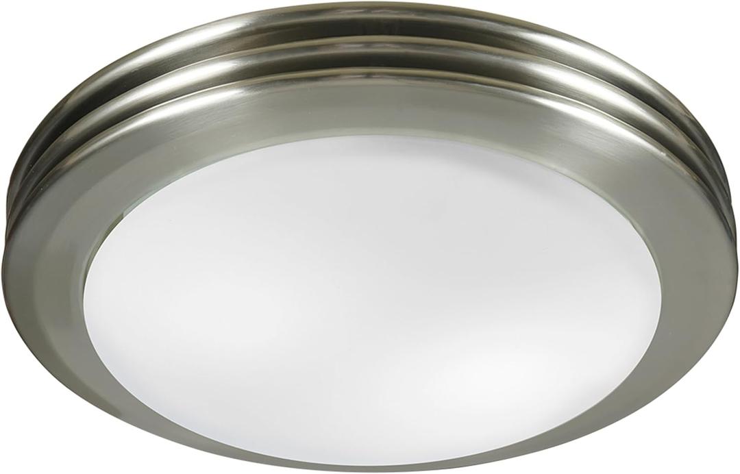 Good Housekeeping 90053 Yorkshire Decorative 80 CFM 2.5 Sones Bathroom Ventilation Exhaust Fan with Light, Brushed Nickel