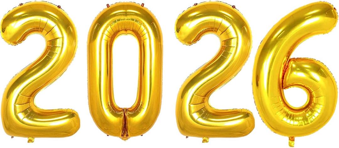 2026 Balloons Gold, 16 Inch 2026 Balloons Number, 2026 Balloon Numbers for 2026 New Years Eve Party Supplies, 2026 Foil Balloons for New Years Decorations 2026