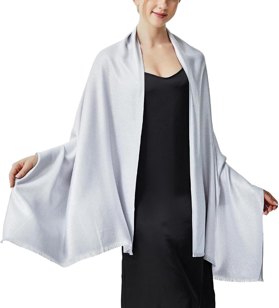 Sparkling Metallic Pashmina Shawl Wraps Scarf for Evening Party Bridal Wedding Formal Dresses