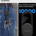 Keychain, Key Finder Built-in Anti-Loss Tracker, Heavy Duty Key Holder, Premium Stainless Steel Keychain Carabiner Car Key Chains with GPS Global Locator Tracking Waterproof (Black)