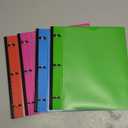 INFUN Telescoping 3 Ring Binder - 4PCS, Flexible Round Binder with Customizable Front Cover and Clear Catalog Pocket, Holds 8.5x11 inch Paper (0.75 Inch, Red+pink+ Blue+green)