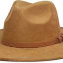 Big Wide Brim Fedora Hat for Women - Nashville Outfits Western Hats Women's Felt Panama Rancher Hat (6 3/4-7 3/8, Caramel)