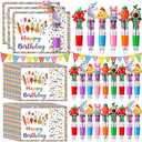 Gueevin 24 Set Birthday Classroom Gifts for Students Cute 4-in-1 Ballpoint Pens with Positive Cards Student Gift from Teacher Bulk Birthday Party School Prizes Goodie Bags Stuffers