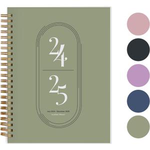 Rileys Academic Planner 2025-2026, Daily, Weekly & Monthly Planner, July 2025 - June 2026, Student Notes Pages, Twin-Wire Binding, Weekly Agenda for School & Work (8.5 x 11-Inches, Green)