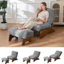 MAXYOYO Modern Adjustable Accent Chair with Ottoman, Upholstered Living Room Chair with Footrest Set, Soft Reclining Lounge for Bedroom, Apartment, Office, Grey (Large)