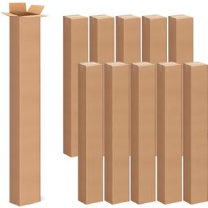 Docik 4x4x40 Inch Tall Corrugated Cardboard Boxes, 10 Pack