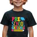 First Day of Preschool Shirt Pre K Shirts for Girls Boys Toddler Kids 1st Day of Prek Gift Cotton Tee 2T 3T 4T (Black)