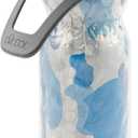 O2COOL Mist 'N Sip Misting Water Bottle 2-in-1 Mist And Sip Function With No Leak Pull Top Spout Reusable Sports Water Bottle - 20 oz (Blue Camo)