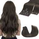 GOO GOO Clip in Hair Extensions Real Human Hair, Remy Human Hair Extensions Clip ins for Women, Natural Human Hair, 20inch 150g 9Pcs, 1C Mocha Brown