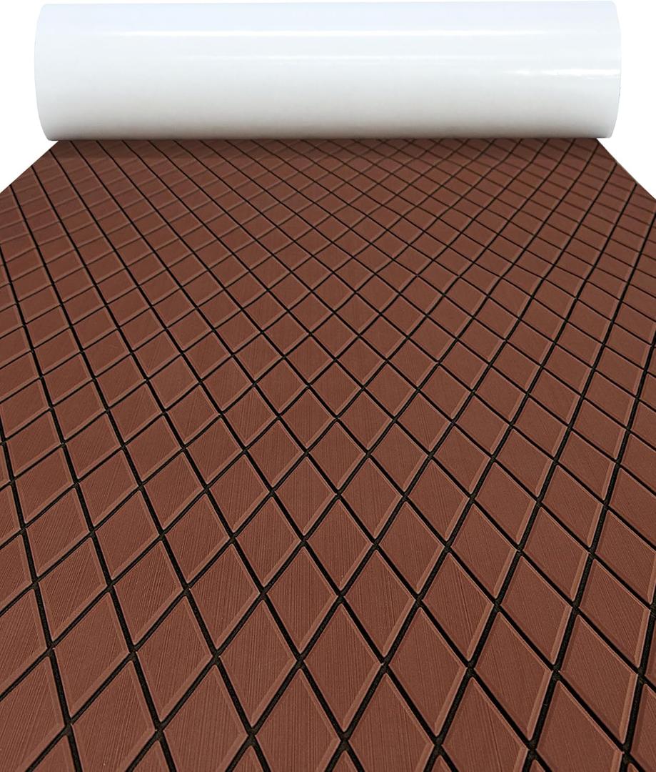 KXKZREN EVA Foam Boat Flooring Decking Sheet 6mm Thick Diamond Anti-Slip Marine Flooring Mat Self Adhesive Deck Pad for Bass Boat Yacht Motorboat RV Cooler Tops,47.2" x 94.5" / 27.6"x74.8"