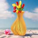 3D Printed Twisted Striped Love-Shaped Vase - Fun Quirky Decorative Vase for Home or Office - Unique Gift for Any Occasion (LightGold, 7.2 Inch)
