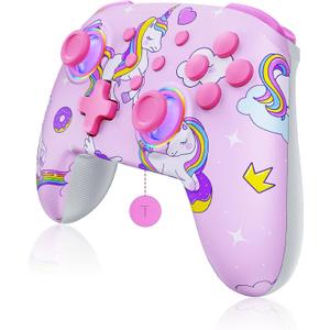 NexiGo Wireless Controller (No Deadzone) for Switch 2 and Switch, Bluetooth Controllers for Nintendo Switch with Vibration, Motion, Turbo and LED Light (Pink Unicorn)