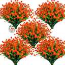 Lnoicy 20pcs Artificial Flowers for Outdoor,Plastic Flowers Decoration, UV Resistant Faux Flowers Shrubs, Artificial Plants for Indoor Outside Garden Home Wedding FarmhouseOrange