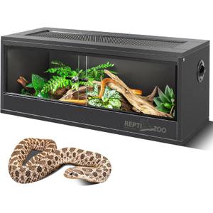 REPTI ZOO 20 Gallon PVC Reptile Tank, 30x12x12 inch Reptile Terrarium for Crested Gecko Frog Lizard Snake Turtle Hermit Crab, Leopard Gecko Enclosure with Sliding Door & Screen Ventilation
