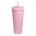 710ml Matte Finish Reusable Tumbler with Straw | Double Wall BPA-Free Sipper Cup | Leakproof Lid | Ideal for Water, Coffee, Juice & Tea (Pink)