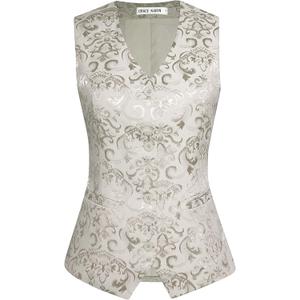 GRACE KARIN Womens Waistcoat Vest Vintage Steampunk Dress Jacquard Jacket Medium