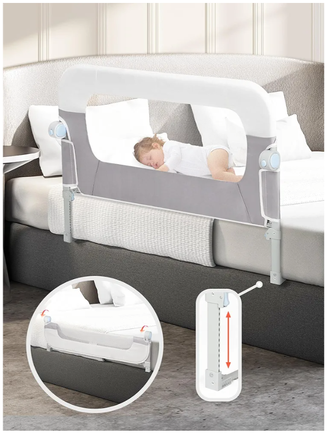 Bed Rail for Toddlers, 47" Toddler Bed Rails with Adjustable Height, Foldable Baby Bed Rail Guard, Bed Rails for Twin, Full, Queen, King Size Bed, Safety Bed Guard Rail for Toddlers