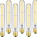 7.3 Inch E26 T10 Led Bulb 60 watt 3000k Soft White Edison Bulbs,6W E26 Long Light Bulb Tubular Light Bulb T10 Bulb T9 for Rustic Pendant,Industrial Pipe,Wall Sconces 6 Pack
