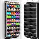 Yecaye 30 Pairs Over the Door Shoe Organizer, Large Capacity Hanging Shoe Rack for Door Hanger with Deep Pockets, Heavy Duty 10 Tier Shoe Holder for Sneakers Boots Heels College Dorm Essentials, Black
