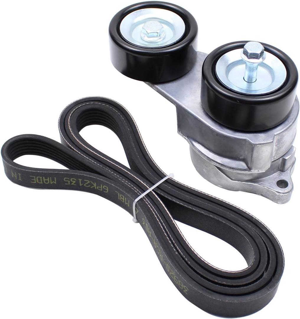 NewYall Belt Tensioner and Serpentine Belt for Honda Accord 3.0 3.5 2003-2012, Odyssey 2005-2017, Pilot 2005-2015, Ridgeline 2006-2014, Acura MDX 2003-2013, RL 2005-2012, TL 2004-2008, ZDX 2010-2013