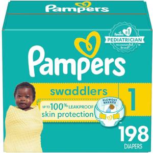 Pampers Baby Diapers - Swaddlers - Size 1, 198 Count, Ultra Absorbent Disposable Infant Diaper