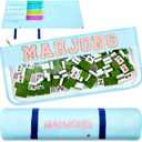2 Pcs Mahjong Bags for Tiles and Racks Include Mahjong Tile Bag & Rack Bag, 37 Inch Protective Sleeve Tile Gift Accessory with Zipper & Letter for Mahj Pusher, Not Include Racks& Tiles(Blue)