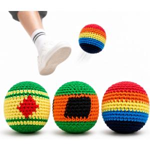 Footbag Sand Filled Kicking Bag - 3/6/12 Pack Soft Suede Foot Bag for Freestyle Kicking, Durable Hand-Stitched Round Training Bag for Practice, Campus Games & Gifts, Indoor & Outdoor Party, Multicolor