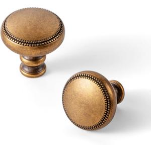 Goo-Ki 1.3''(33mm) Dia Antique Brass Cabinet Knob-Have Duty Zinc Alloy Drawer Knobs,Modern Style 6 Pack