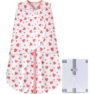 Newborn Sleep Sack Baby Swaddle,Swaddle me 0-3 Month,3-Way Adjustable Wearable Blanket,100% Rayon Cotton Swaddling Sleeping BagTOG 0.5 (Love, 0-3 Months)