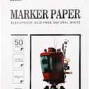 BOXUN Premium 50 Sheets Sketch Marker Paper Pad, Bleedproof Artist Drawing Paper, 8.27 x 11.69 Inch